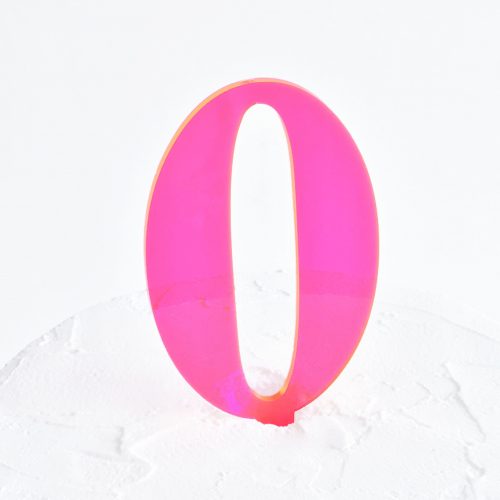 Number 0 Cake Topper Neon Pink