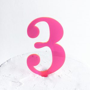 Number 3 Cake Topper Neon Pink