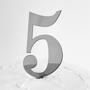 Number 5 Cake Topper Silver