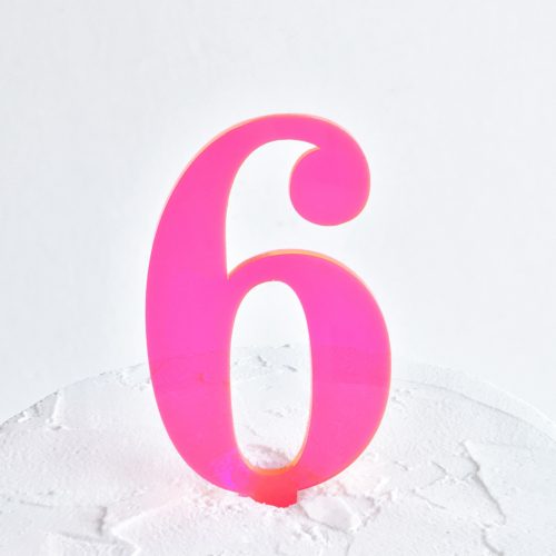Number 6 Cake Topper Neon Pink