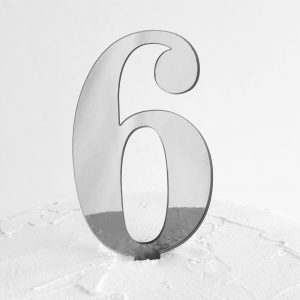 Number 6 Cake Topper Silver
