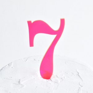 Number 7 Cake Topper Neon Pink