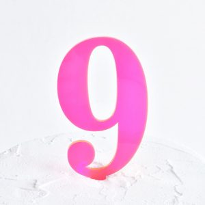 Number 9 Cake Topper Neon Pink