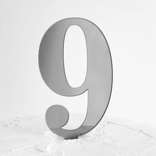 Number 9 Cake Topper Silver