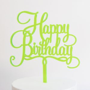 Happy Birthday Cake Topper in Neon Green