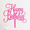 Happy Birthday Cake Topper in Neon Pink