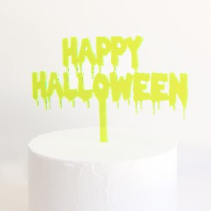 Happy Halloween Cake Topper in Neon Green