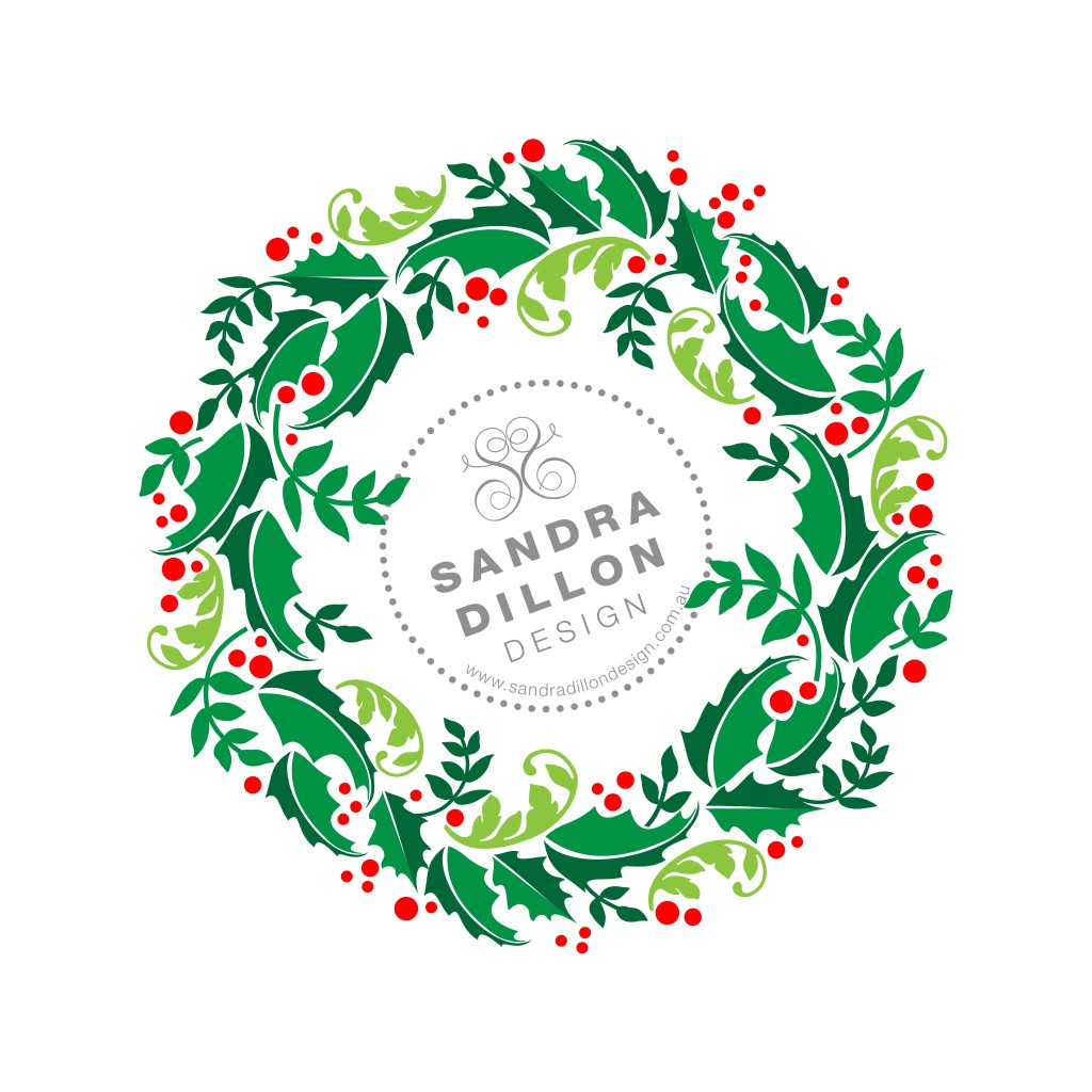 Download Christmas Wreath Multi-Colour Stencil | SANDRA DILLON DESIGN