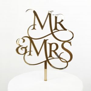 Magical Mr and Mrs Cake Topper Gold Mirror