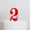 Number 2 Cake Topper Red