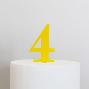 Number 4 Cake Topper Yellow