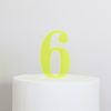 Number 6 Cake Topper Neon Green