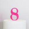 Number 8 Cake Topper Neon Pink