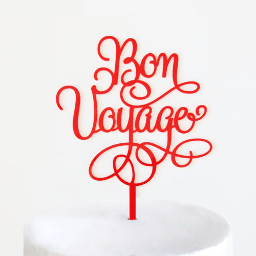 Bon Voyage Cake Topper in Red