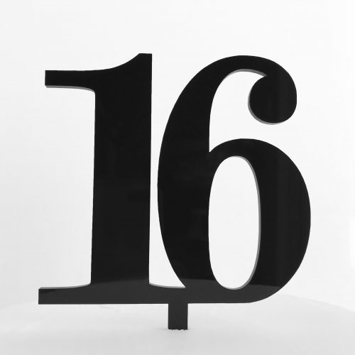 Classic Number 16 Cake Topper in Black