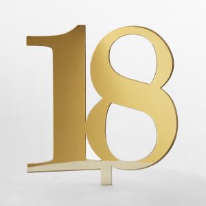 Classic Number 18 Cake Topper in Gold Mirror