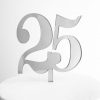Classic Number 25 Cake Topper in Silver Mirror