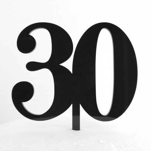 Classic Number 30 Cake Topper in Black