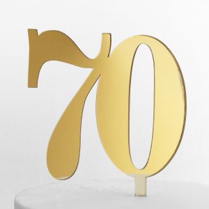 Classic Number 70 Cake Topper in Gold Mirror