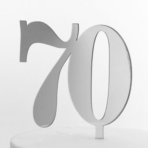 Classic Number Cake Topper 70 in Silver Mirror