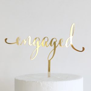 Engaged Cake Topper Gold