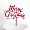 Merry Christmas Drop Script Cake Topper in Deep Red