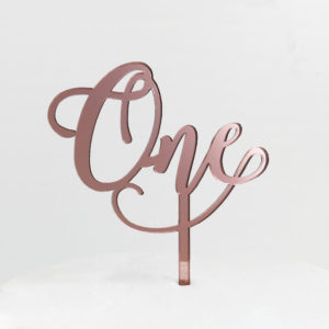 Small Wonderful One Cake Topper in Rose Gold