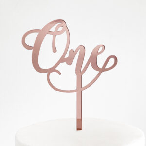 Large Wonderful One Cake Topper in Rose Gold