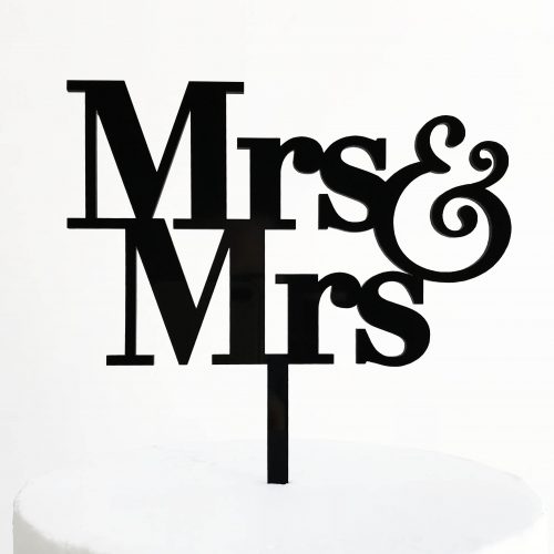 Simple Mrs and Mrs Cake Topper in Black