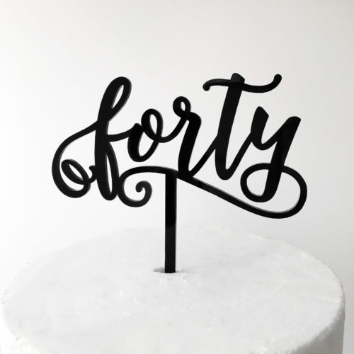 Small Fun Forty Cake Topper in Black