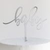 baby Cake Topper in Silver Mirror