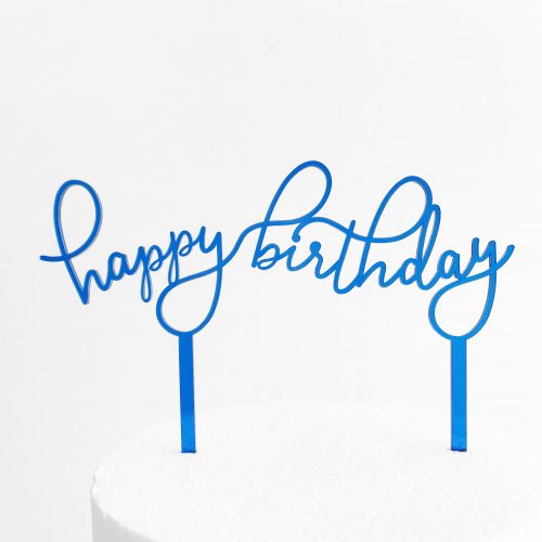 Floating Happy Birthday Cake Topper in Blue