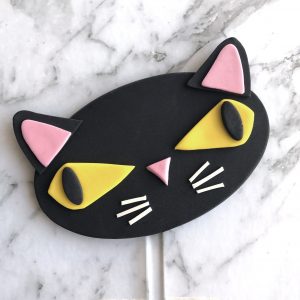 Oval DIY Cake Topper Black Cat