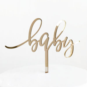 baby Cake Topper in Gold Mirror