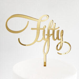 Fantastic Fifty Cake Topper in Gold Mirror