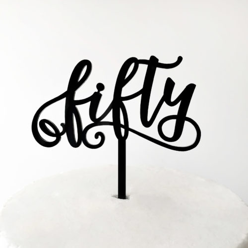 Small Fabulous Fifty Cake Topper in Black
