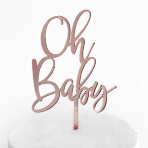 Oh Baby Cake Topper in Rose Gold