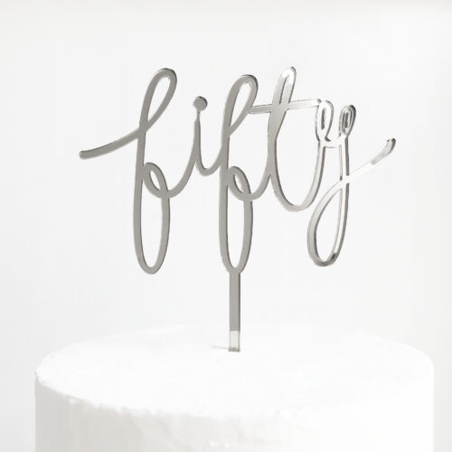 Wild Fifty Cake Topper in Silver Mirror