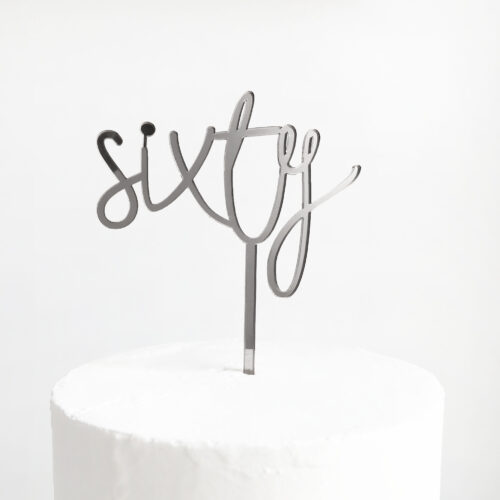 Wild Sixty Cake Topper in Silver Mirror