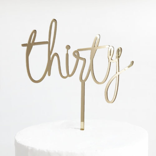 Wild Thirty Cake Topper in Gold Mirror
