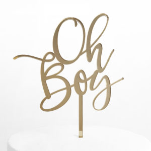 Oh Boy Cake Topper in Gold Mirror