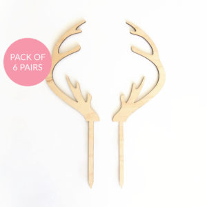 Baby Reindeer Antler Cake Topper Pack 6 Pairs in Maple Timber