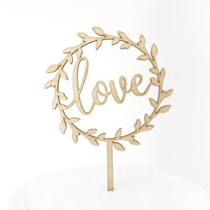 Love Wreath Cake Topper in Maple Timber