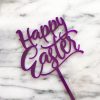 Fun Happy Easter Cake Topper in Purple