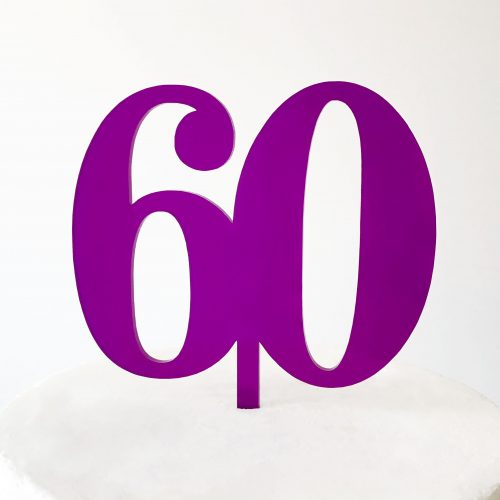 Classic Number 60 Cake Topper in Purple