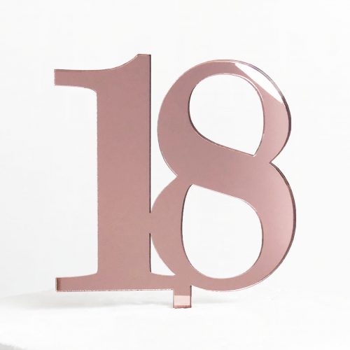 Classic Number 18 Cake Topper in Rose Gold