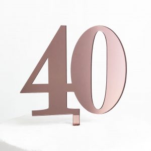 Classic Number 40 Cake Topper in Rose Gold