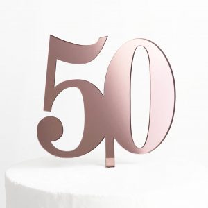 Classic Number 50 Cake Topper in Rose Gold