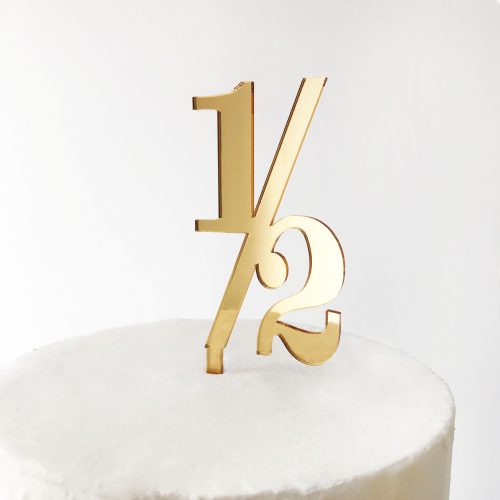 Classic Number Half Cake Topper in Gold Mirror