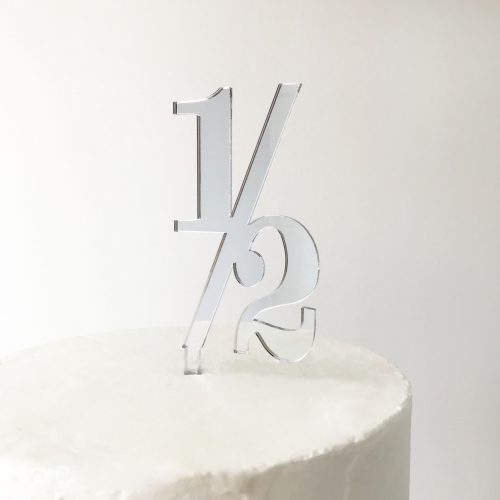 Classic Number Half Cake Topper in Silver Mirror